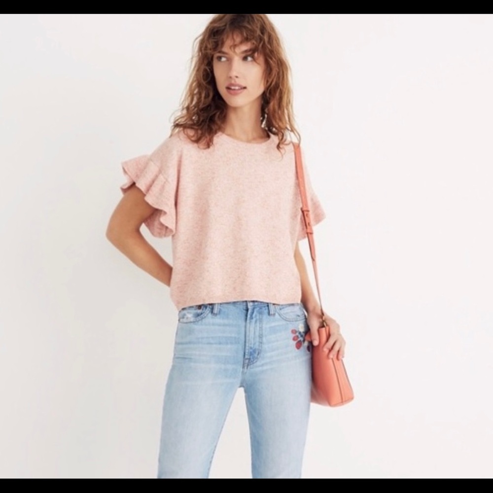 Madewell flutter sleeve crop sweater